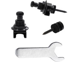 Rayzm Gitaar Strap Locks Set, beveiligingssysteem voor akoestische/elektrische/basgitaar, snelontgrendelingsmechanisme, metalen straplock-knoppen met sleutel (zwart)