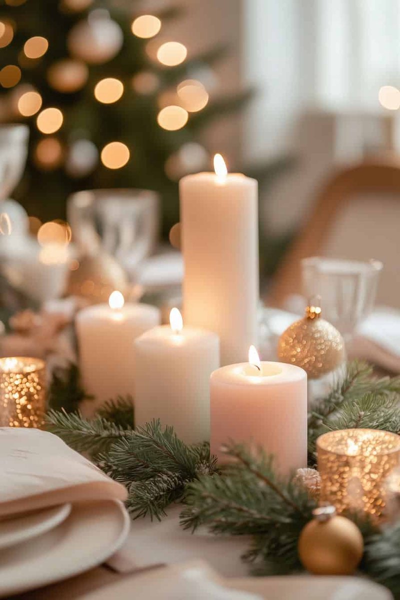 Kerst Poster - Tafel - Kaarsen - Tafeldecoratie - Feest - Warmte - Sfeer - posters - formaat 70x100cm - Wanddecoratie - L4148