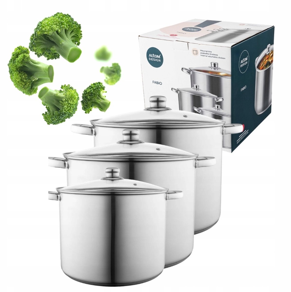 Altom Design Fabio RVS Pannenset 10,5/12,5/15L - 6 Delig