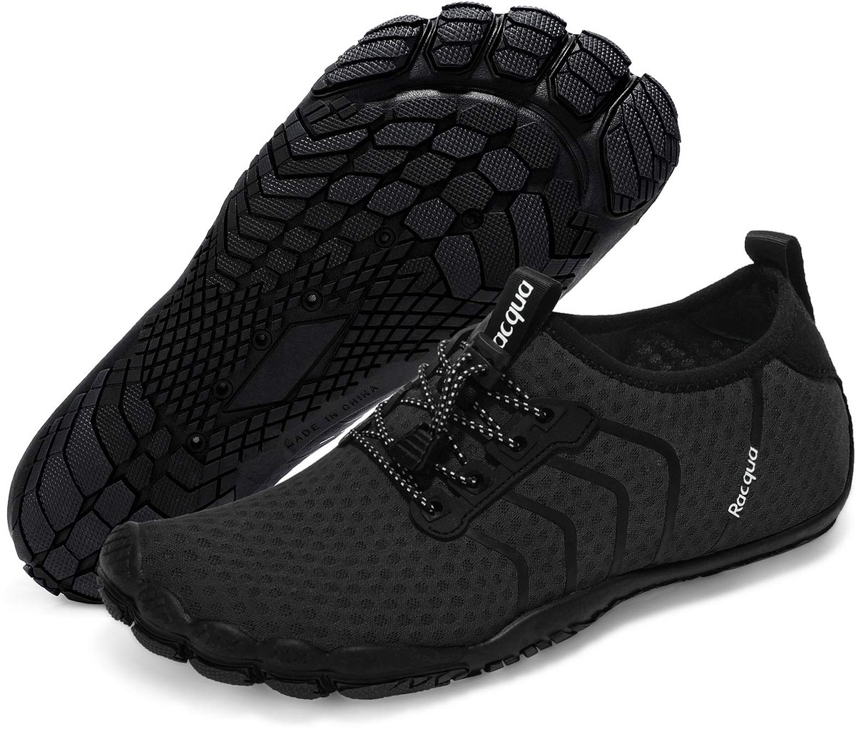 Racqua Waterschoenen Sneldrogend Barefoot Beach Aqua Sport Zwembad Wandelen Diving Wandelen voor Mannen Vrouwen Zwart - ShopVlot