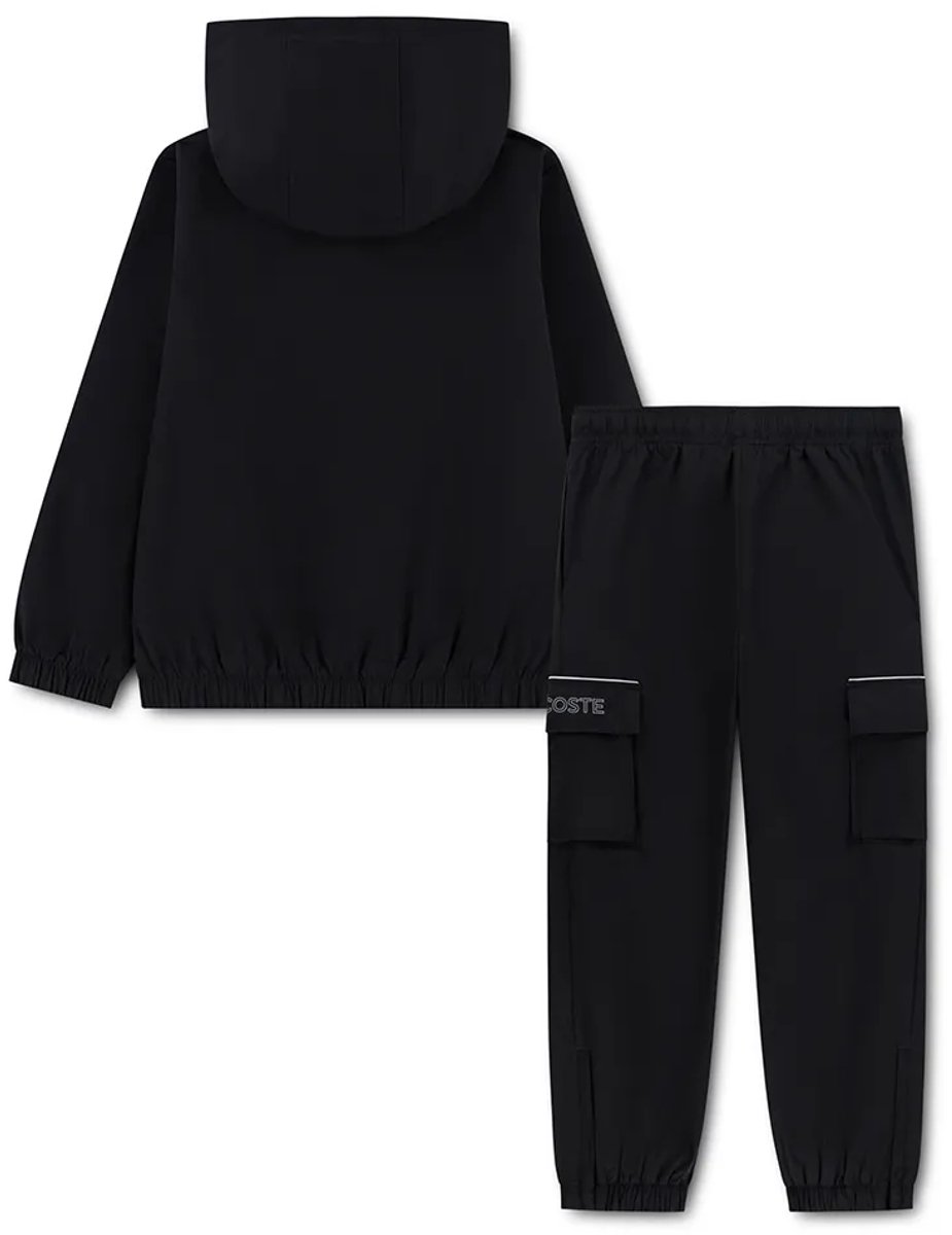 Lacoste Mesh Lined Diamond Taffeta Set Met Lange Mouwen 16 Years Kinderen Zwart