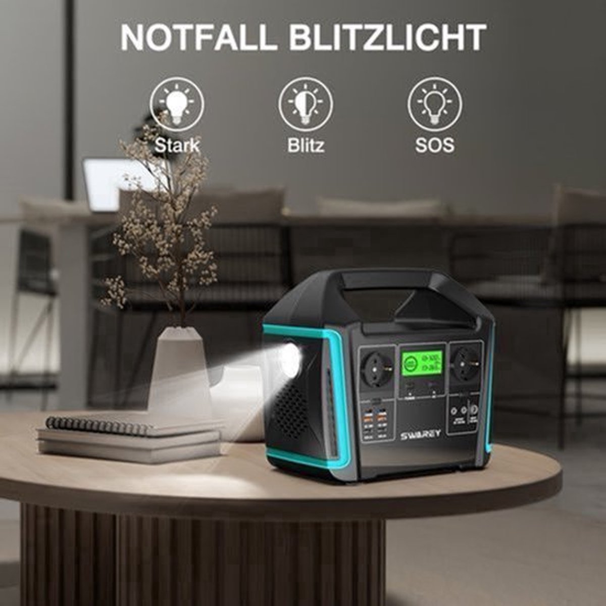 Draagbare Power Station – Mobiele Generator – Zonne-accu – Noodstroom – Camping Powerbank – 1000W Zuivere Sinus – 100W Zonnepaneel Inbegrepen