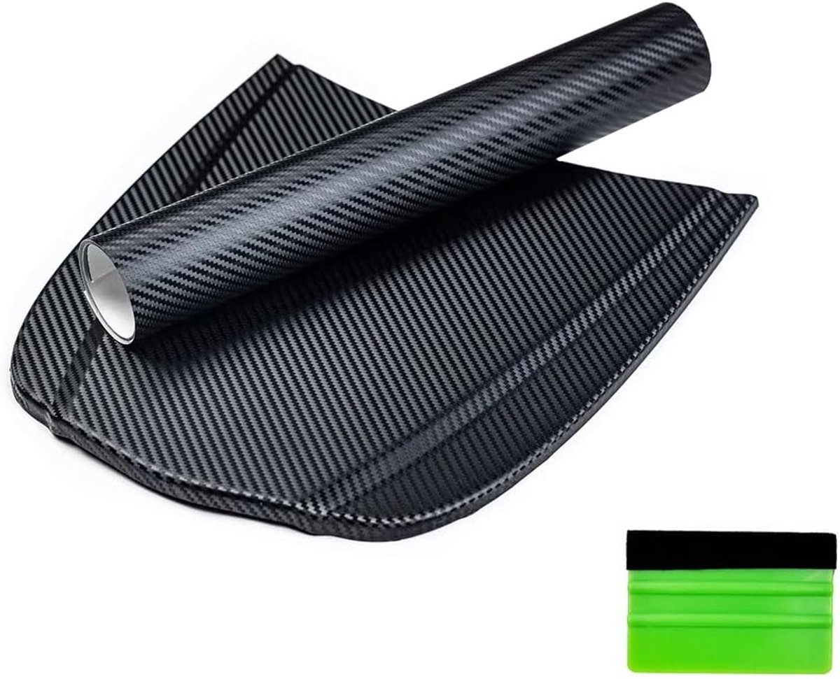 3D Koolstofvezel Vinyl Wikkelvel met Schraper 30 x 152 cm, Zelfklevende, Luchtbelvrije Koolstofvezel Stickerrol, Waterdichte Vinyl Wikkeltape voor Auto-interieur, Voertuig en Laptop