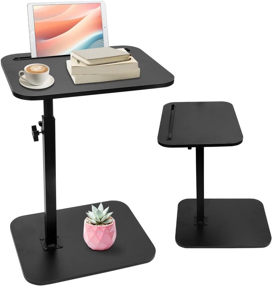 Bijzettafel C-vorm - Slabtafel Sofa - Comfortabel Werken - 360° Draaibaar Hoogteverstelbaar - 40x40x45-81cm - Zwart