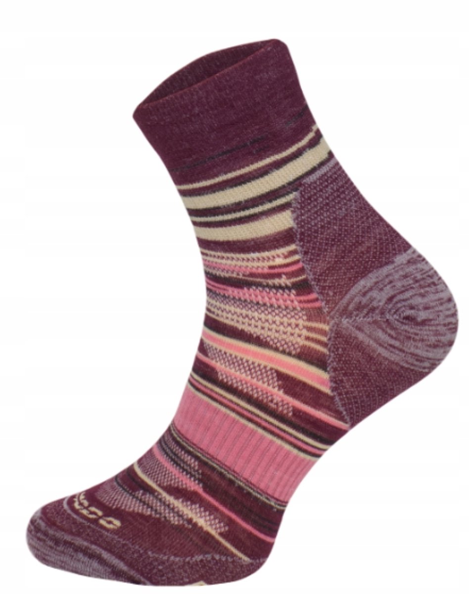 Comodo Trekkingsokken Merino Quarter Stripe Rood