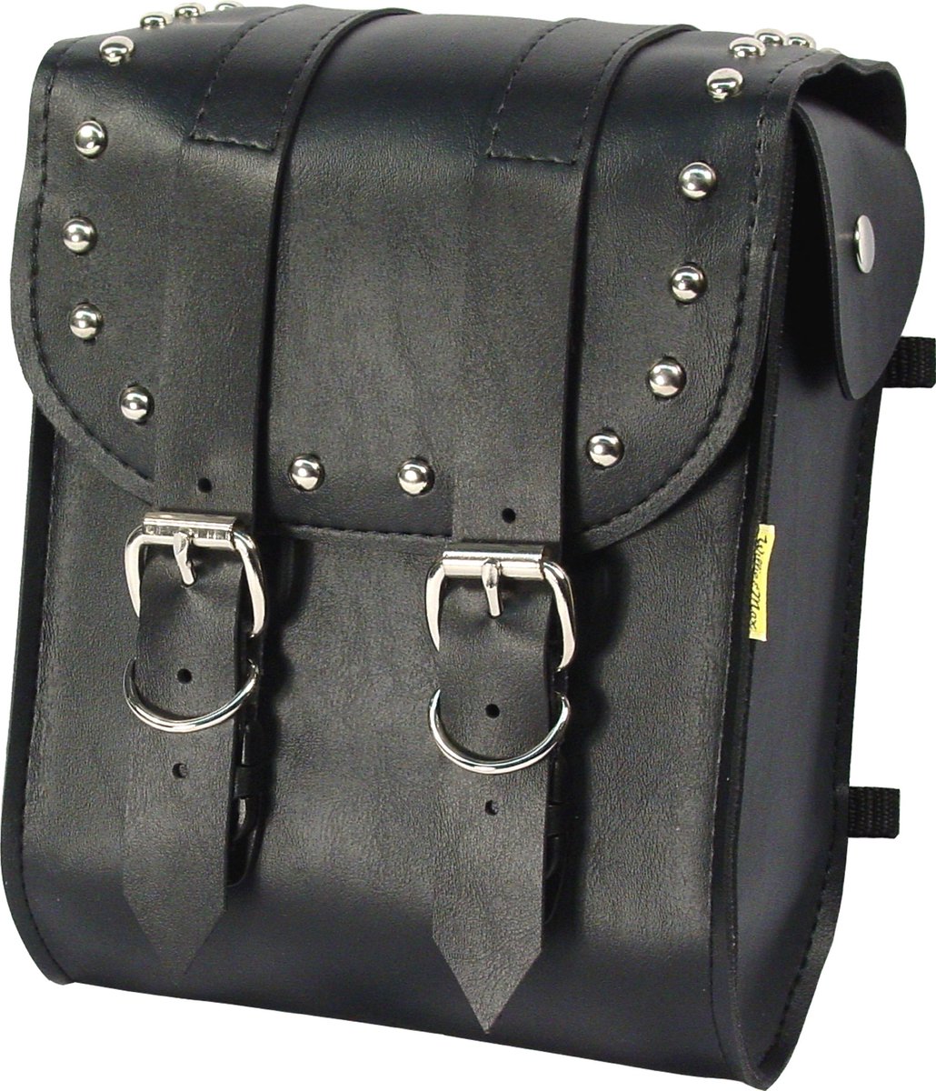 Sissy Bar Bag 6 liter - synthetisch leer - zwart - universele pasvorm - ShopVlot