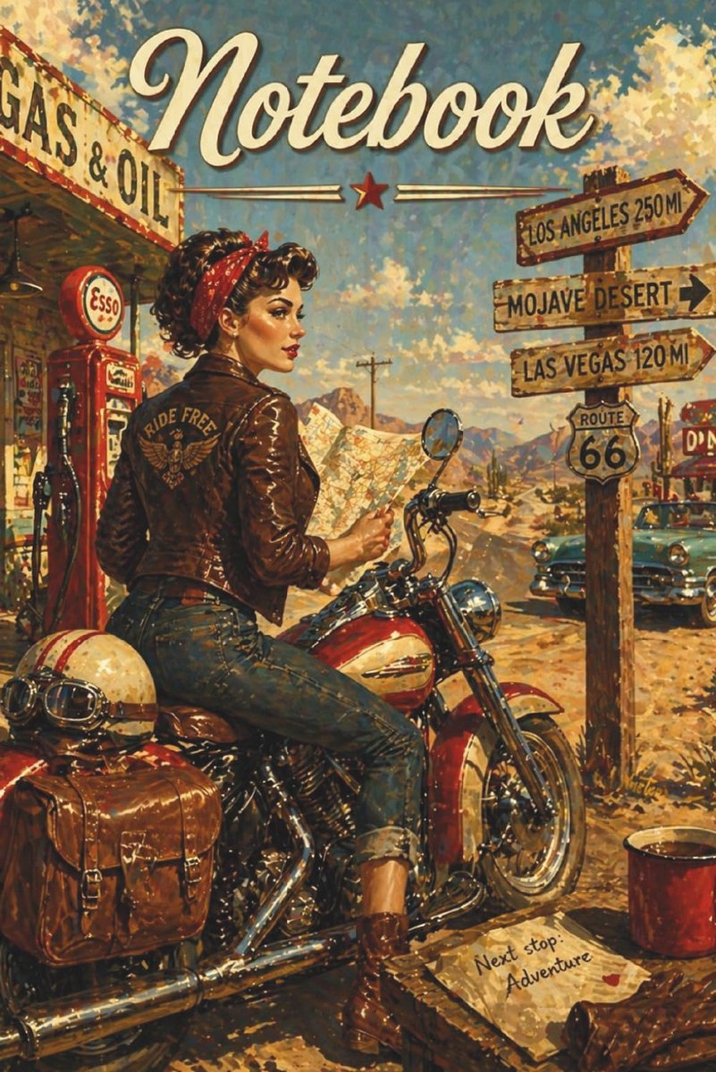 Vintage Motorcycle Notebook – A5 Lined Journal for Writing, Travel Notes, Ideas and Daily Thoughts (120 Pages) - ShopVlot