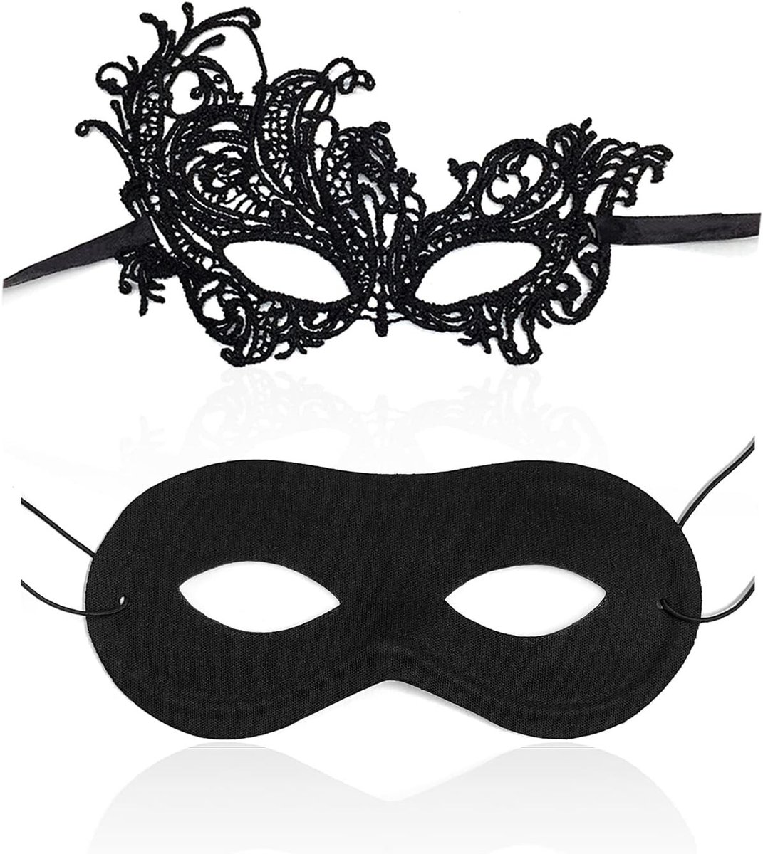 2 Stuks Koppel Ball Masks, 1 Phoenix Patroon en 1 Zwarte Kanten Blinddoek voor Sexy Feestjes, Carnaval in Venetië en Halloween Masquerade, Mysterieus Halfmasker voor Romantische Avonden