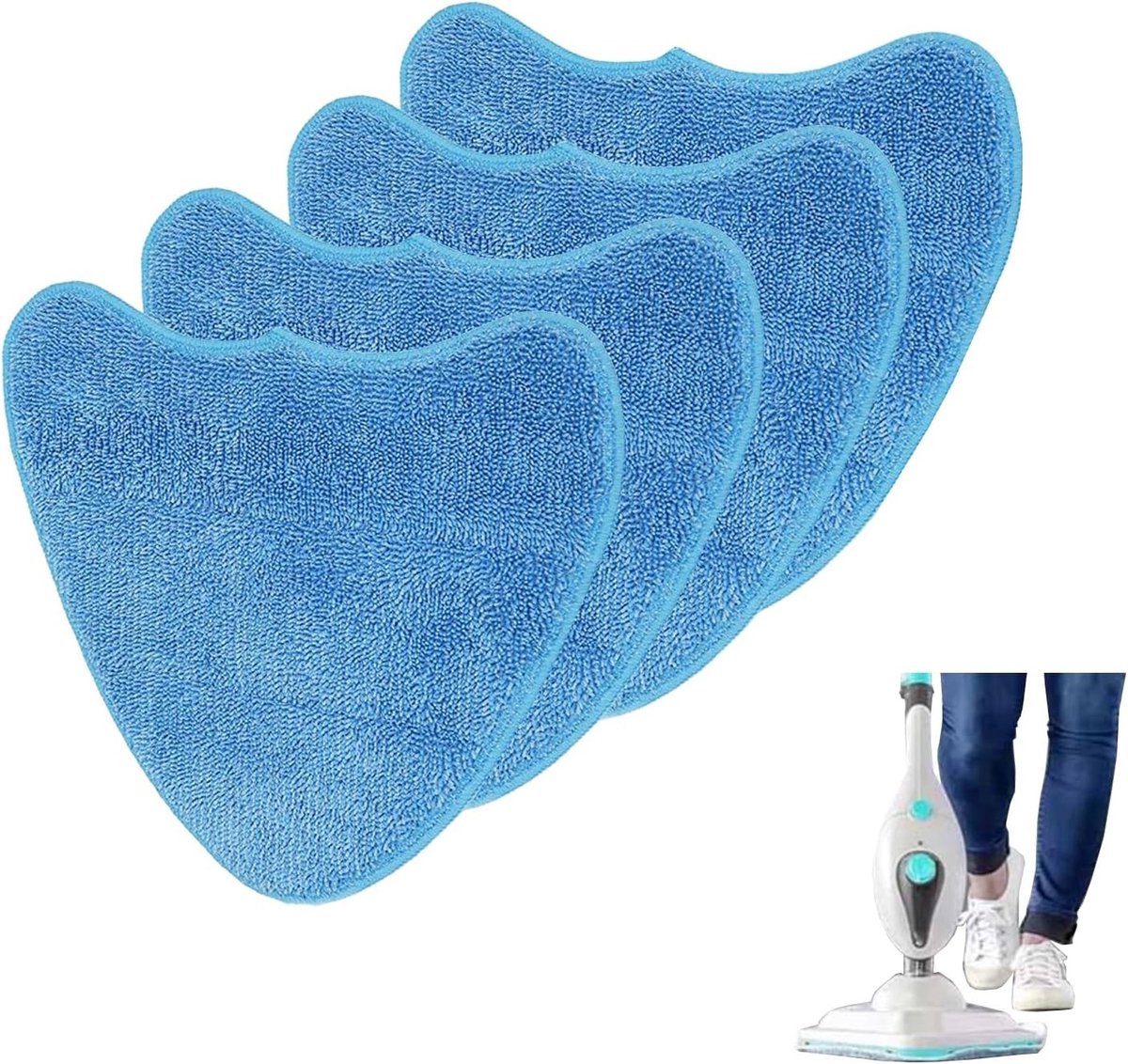 Set van 4 Microvezel Stoommop Pads voor Vervanging: Geschikt voor Diverse Stoomreinigers, Machinewasbaar en Zeer Absorberend, Ideaal voor Grondige Schoonmaak