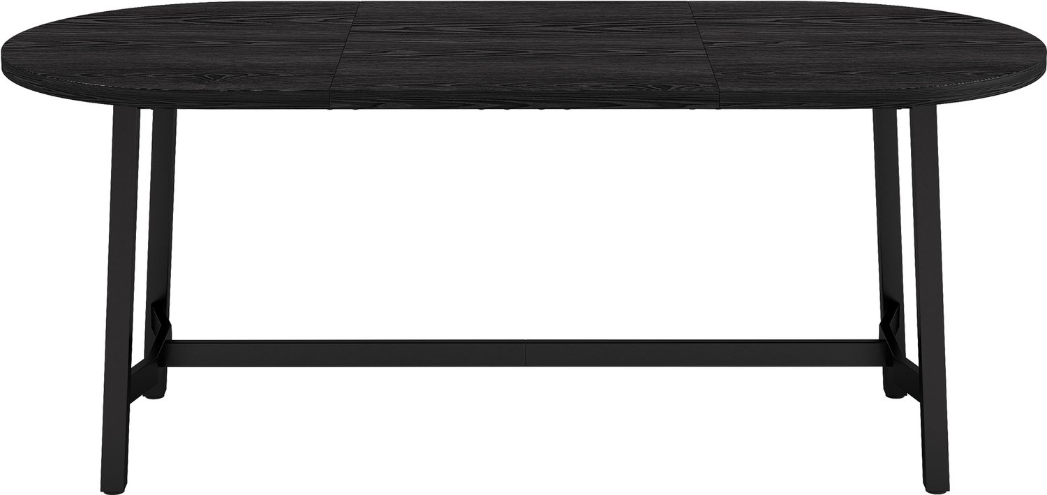 SONNENH Eettafel - Afgeronde hoeken en metalen poten - 180 x 80 x 75 cm - Zwart