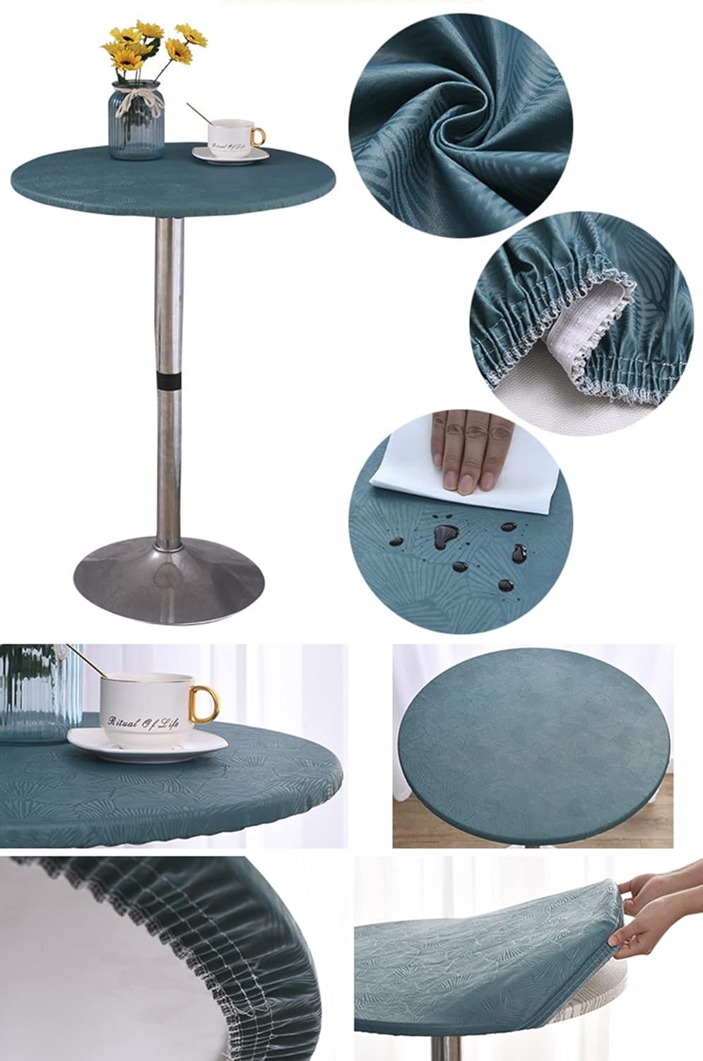 Round tablecloth with elastic edges Round tablecloth with non-slip function For indoor and outdoor use Dark green - ShopVlot