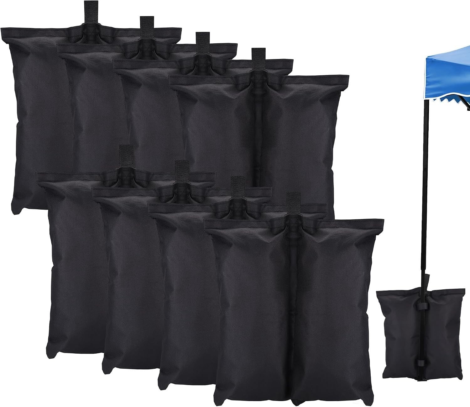 8 Stuks Zandgewichten voor Partytenten, Parasol en Trampolines - Zware Zandzakken voor Stabiliteit en Veiligheid, Zwart - Geen Zand Inbegrepen