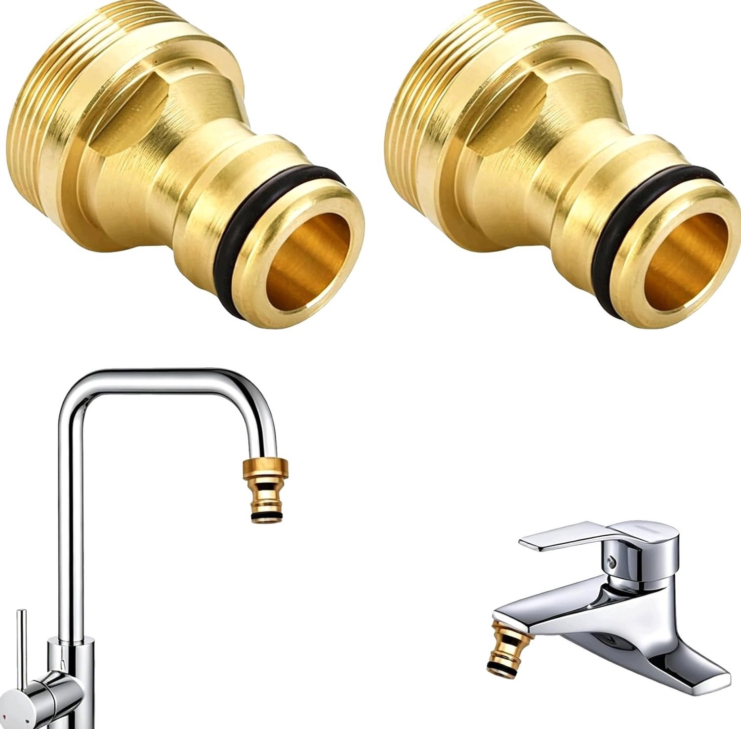 2x Aluminium Kraan Adapter 22/24mm - Tuinslang Snelkoppeling