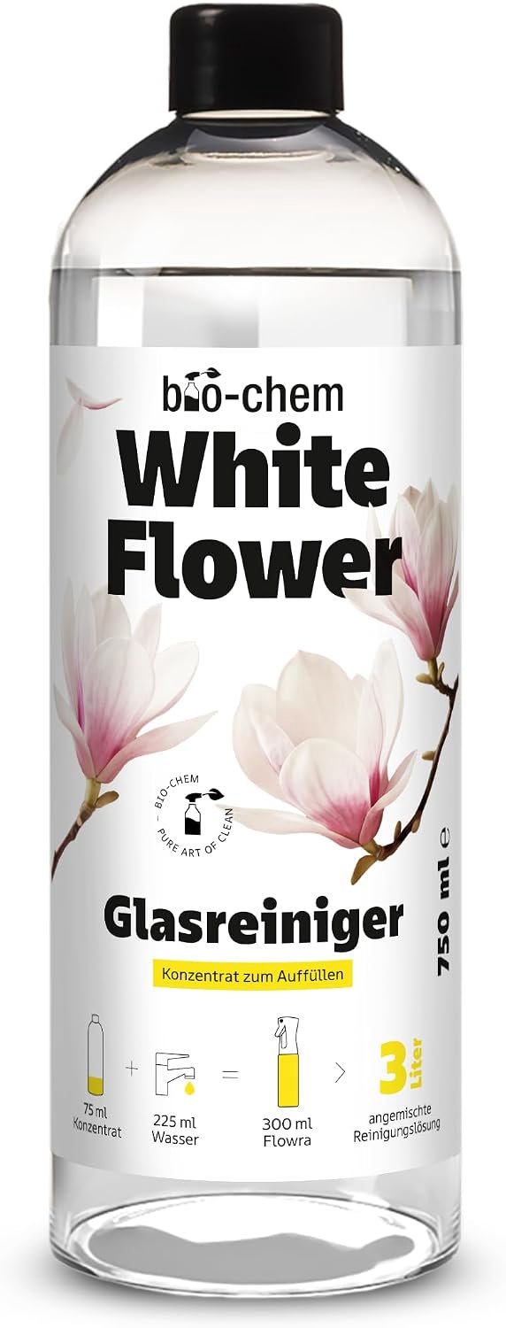 bio-chem White Flower Glasreiniger concentraat, premium raamreiniger voor streepvrije glans, voor glas, spiegelramen - ShopVlot