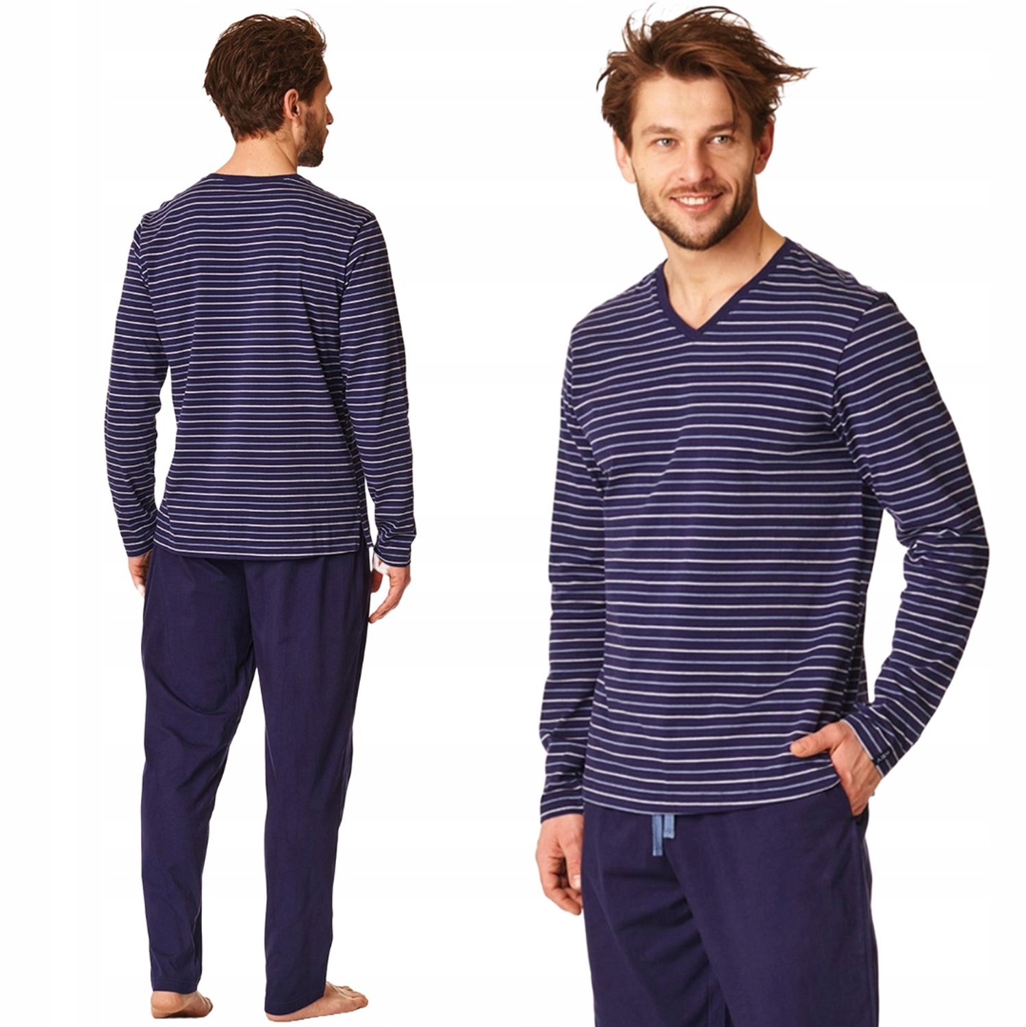 KEY Heren Pyjama MNS 382 - 100% Katoen, Lange Mouw, Maat XL
