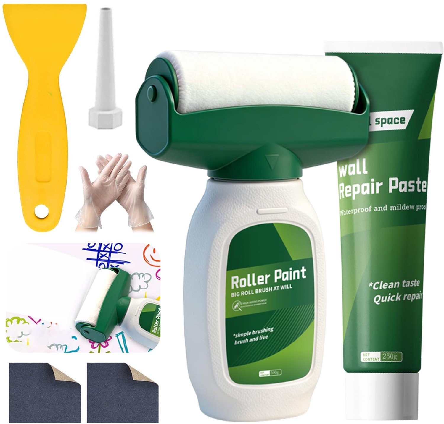 Muurreparatieset: 250g Muurvuller Wit Kant-en-klaar & 500g Muurverf Mat Wit - ShopVlot