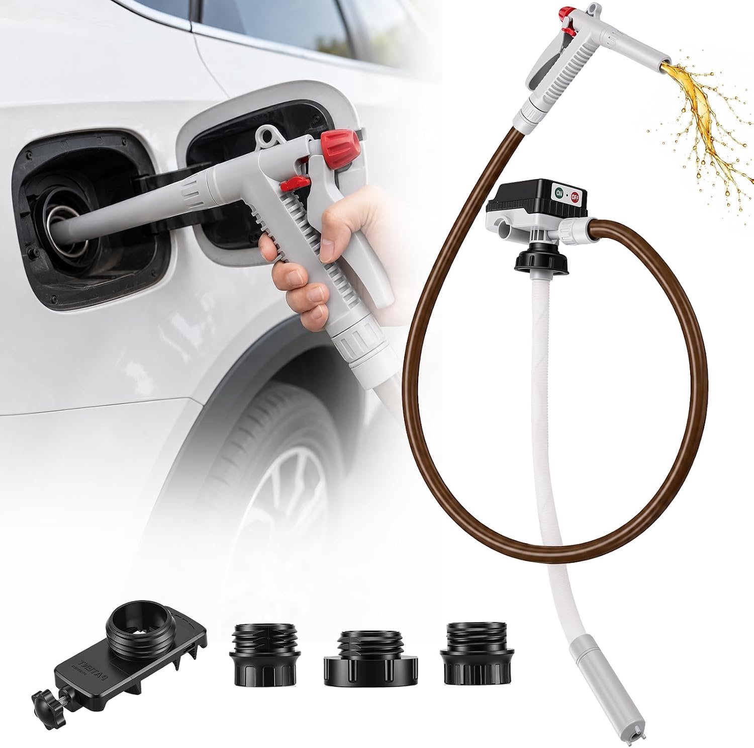 Draagbare benzinepomp, 15 l/min, dieseltransferpomp met automatische uitschakelfunctie, compatibel met 18-21 V - ShopVlot
