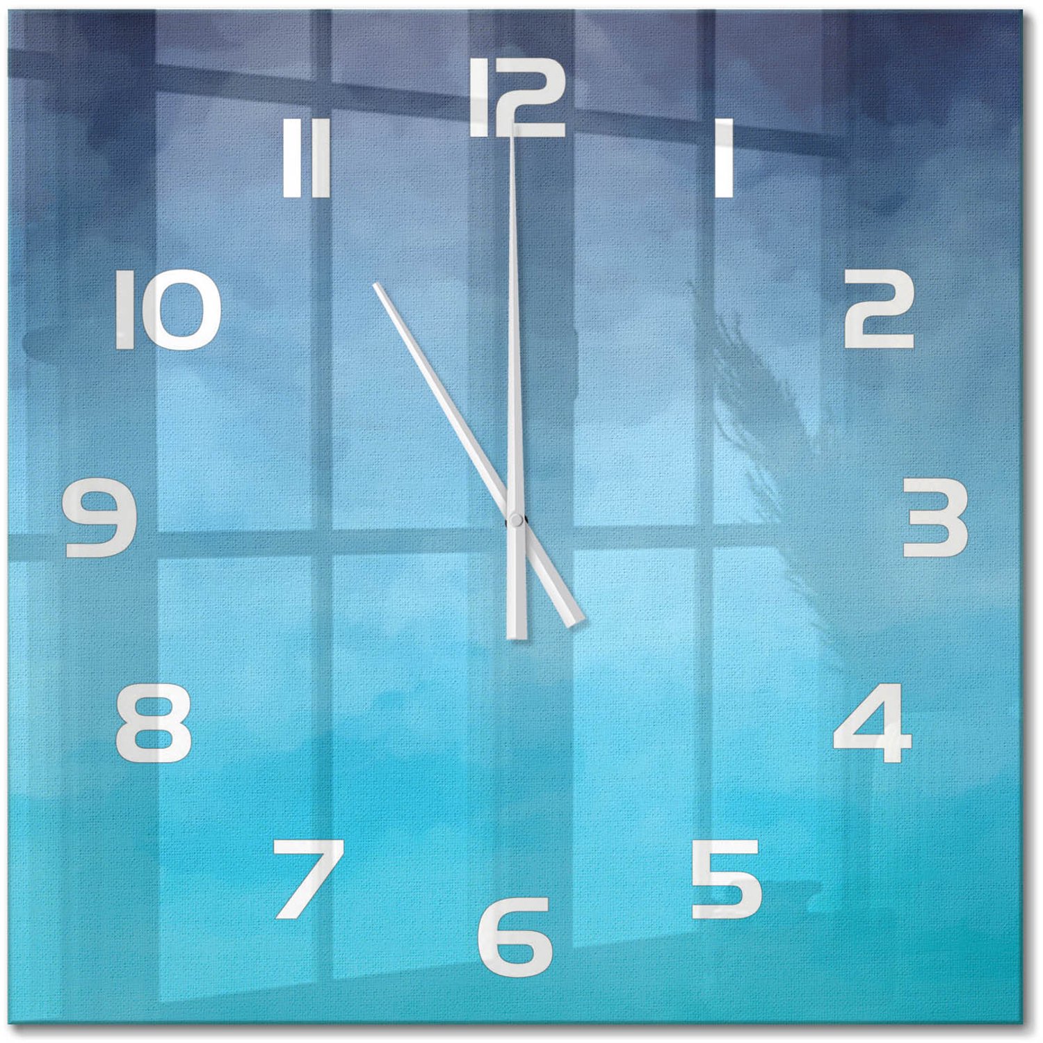TULUP Wandklok - Rook Glazen Klok Met Print - 60x60 cm - Groente Wandklok Glas Met Motief - Witte handen - Vierkante Klok - Wandklok Glas Decoratie - Gekleurde Glazen Klok