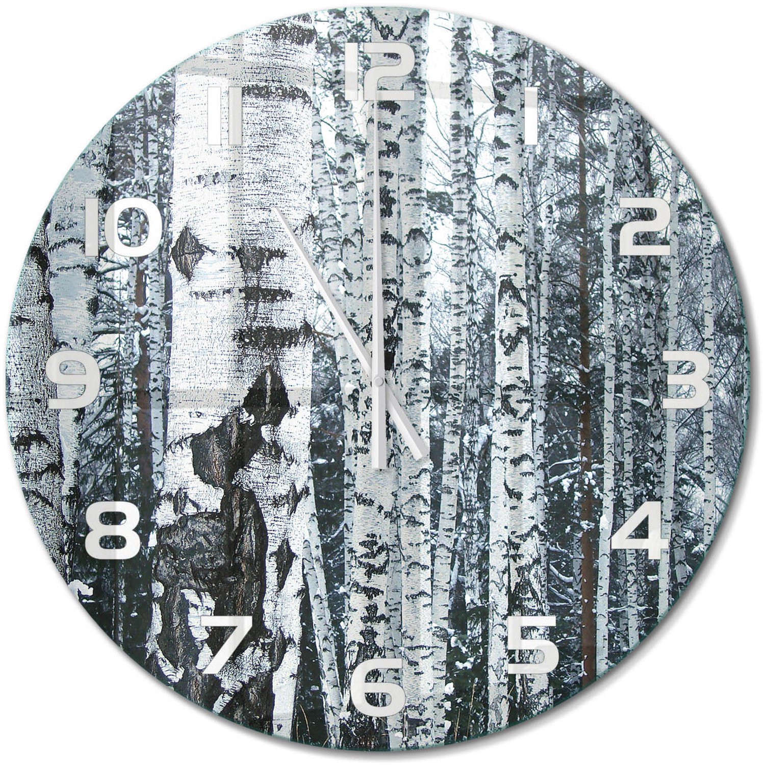 TULUP Wandklok - Berken Glazen Klok Met Print - fi60 cm - Wit Wandklok Glas Met Motief - Witte handen - Ronde Klok - Wandklok Glas Decoratie - Gekleurde Glazen Klok