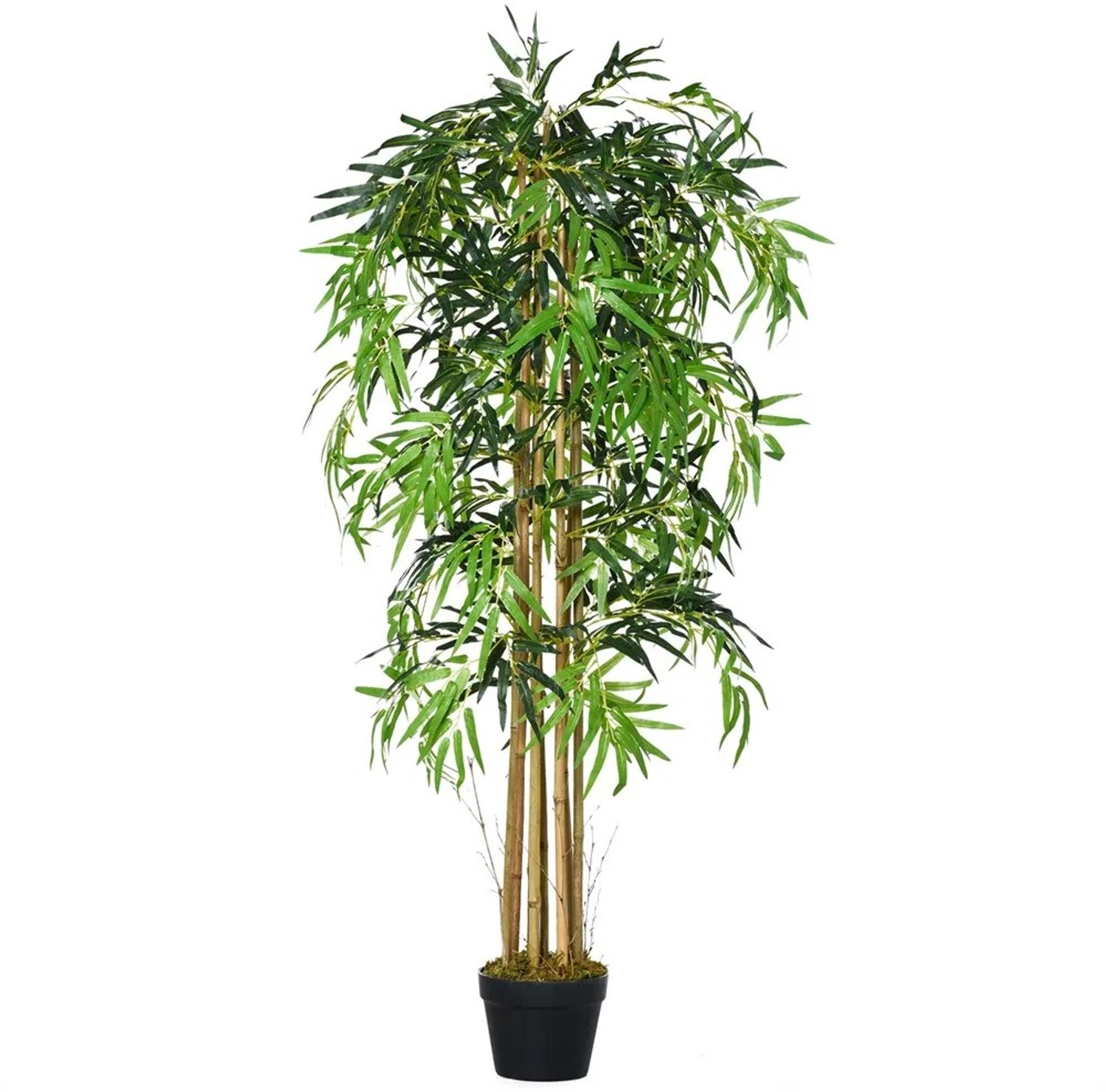 MokoHub Kunstmatige Bamboe met Bloempot - Realistische Decoratieve Kunstplant met Bladeren - Bamboeplant - 18x14x150 cm - Groen