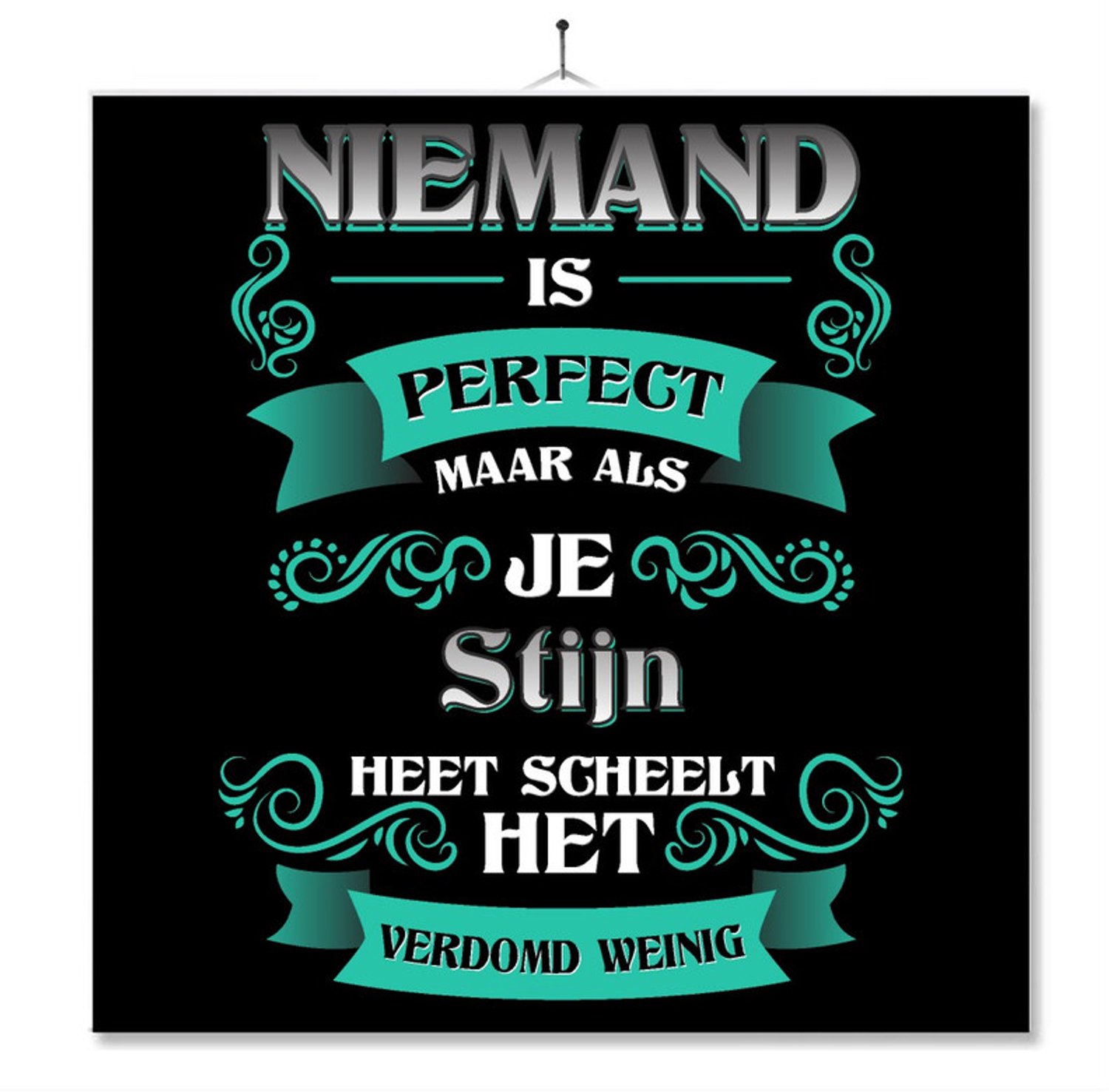 MC Living Tegel Met Opdruk | Kado | Cadeau | Niemand Is Perfect Maar Als Je Stijn Heet Scheelt Het Verdomd Weinig Multi-Color