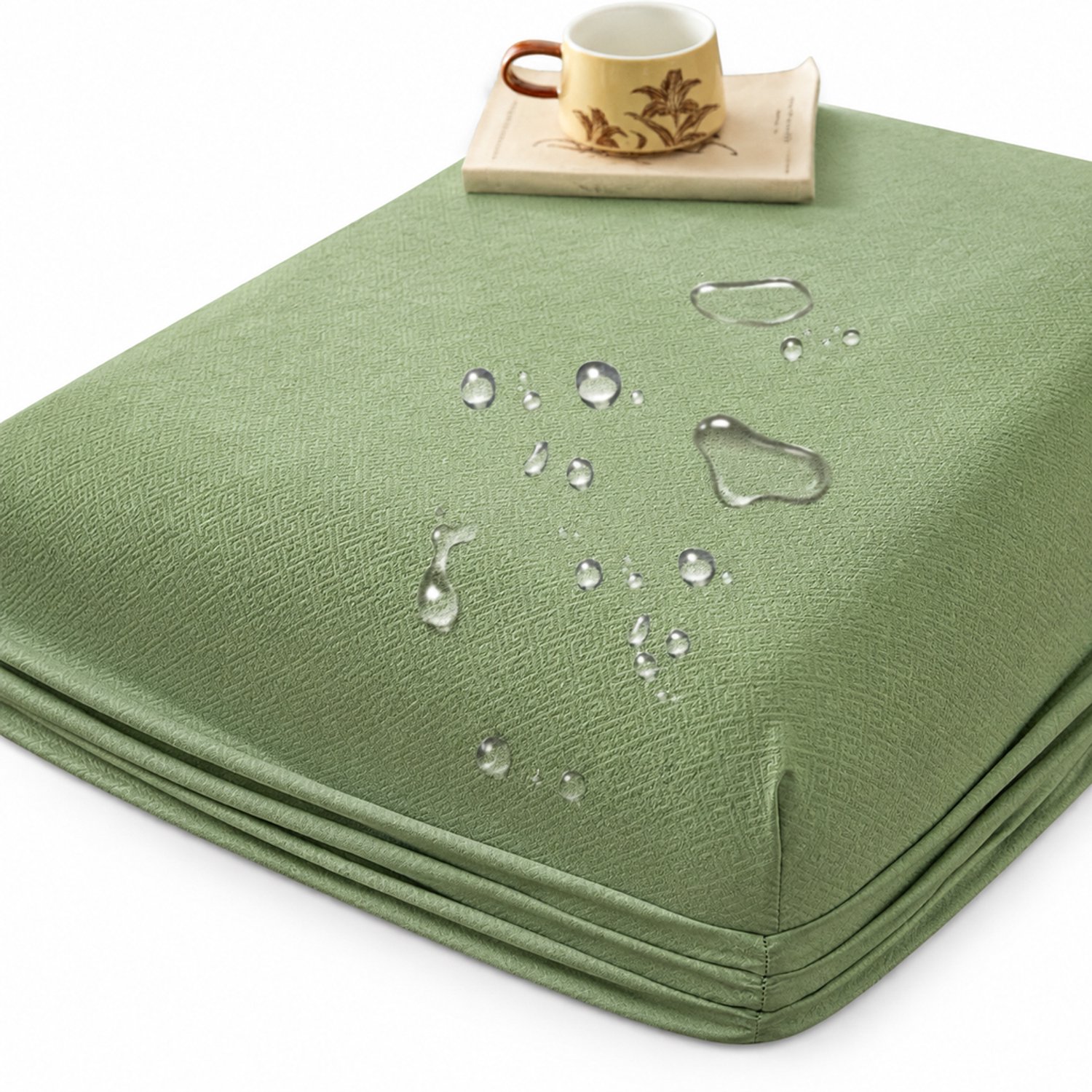 SWGOTA Waterdicht hoeslaken van geruwde stof - Matchagroen - 153 x 203 cm - Voor matrassen tot 30 cm hoog - 1 stuk