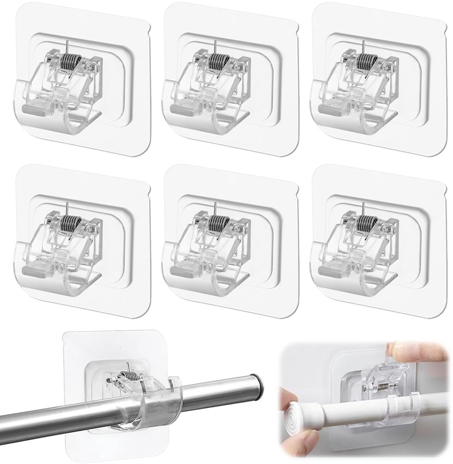 Set van 6 Zelfklevende Gordijnhaken zonder Boren