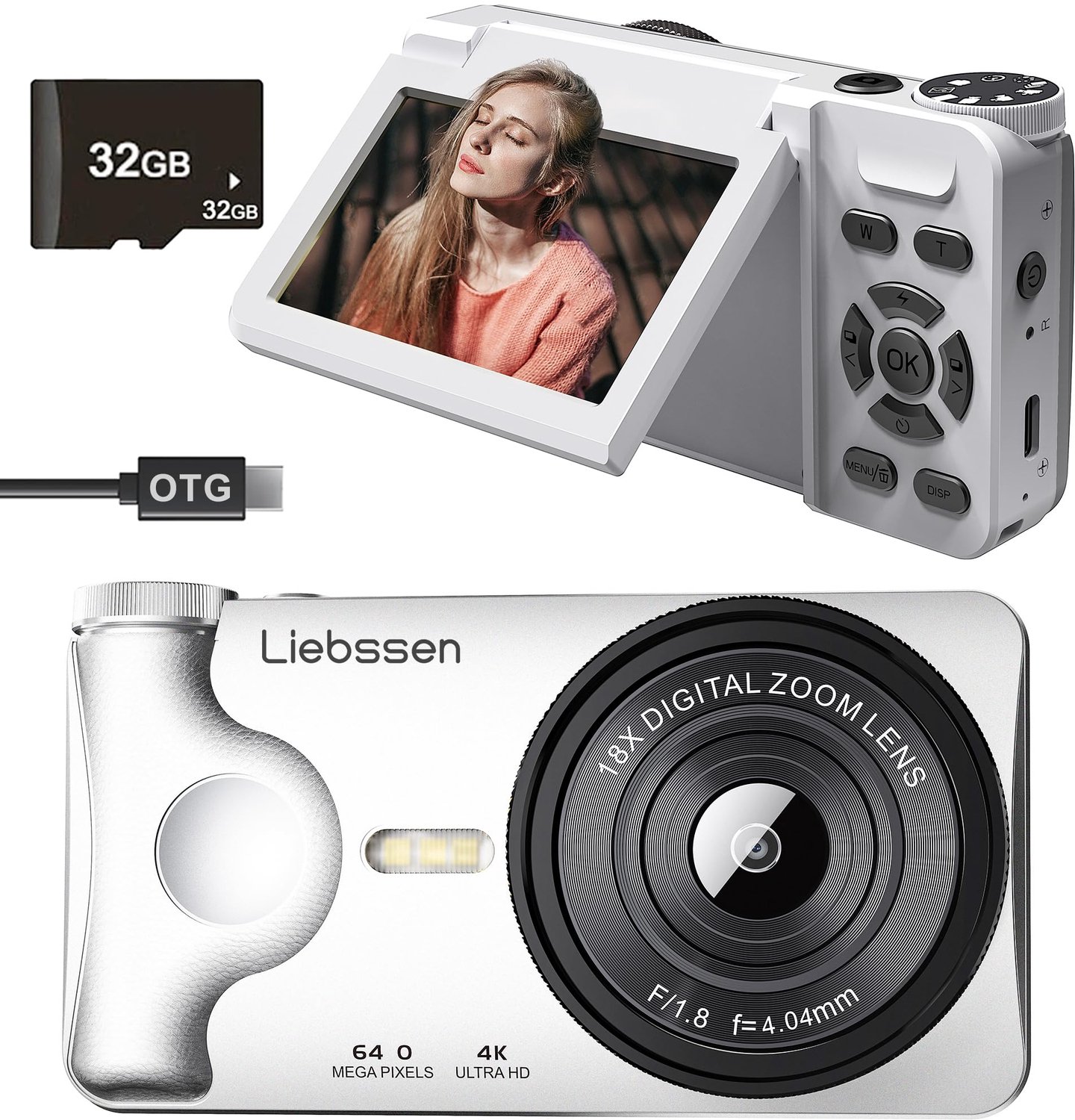 4K Digitale Camera met 64MP Autofocus en Flip Screen