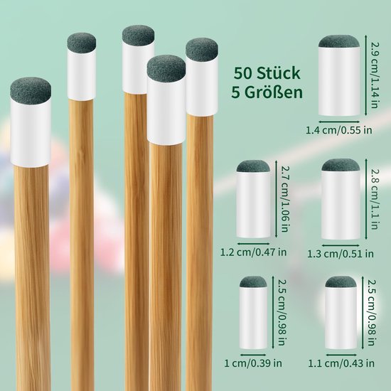 Set van 50 Slip-On Billiard Cue Tips in 5 Groottes — afbeelding 5