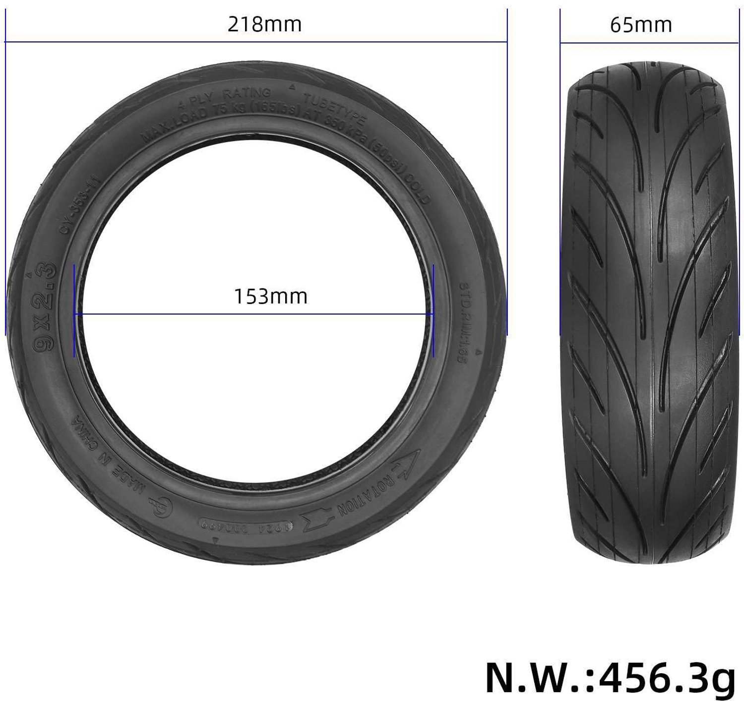 9 x 2.3 Vervangingsbanden voor NIU KQi1/KQi1 Pro E-Scooter – foto 5