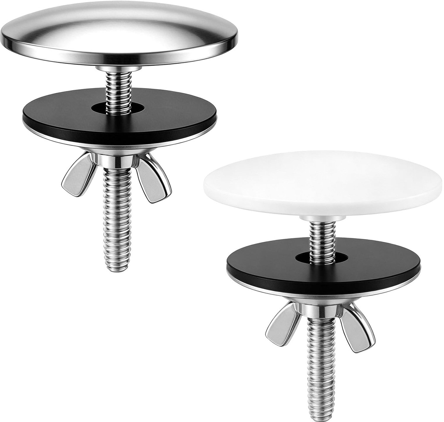 Gootsteengatafdekking, Set van 2 met Chroom en Wit