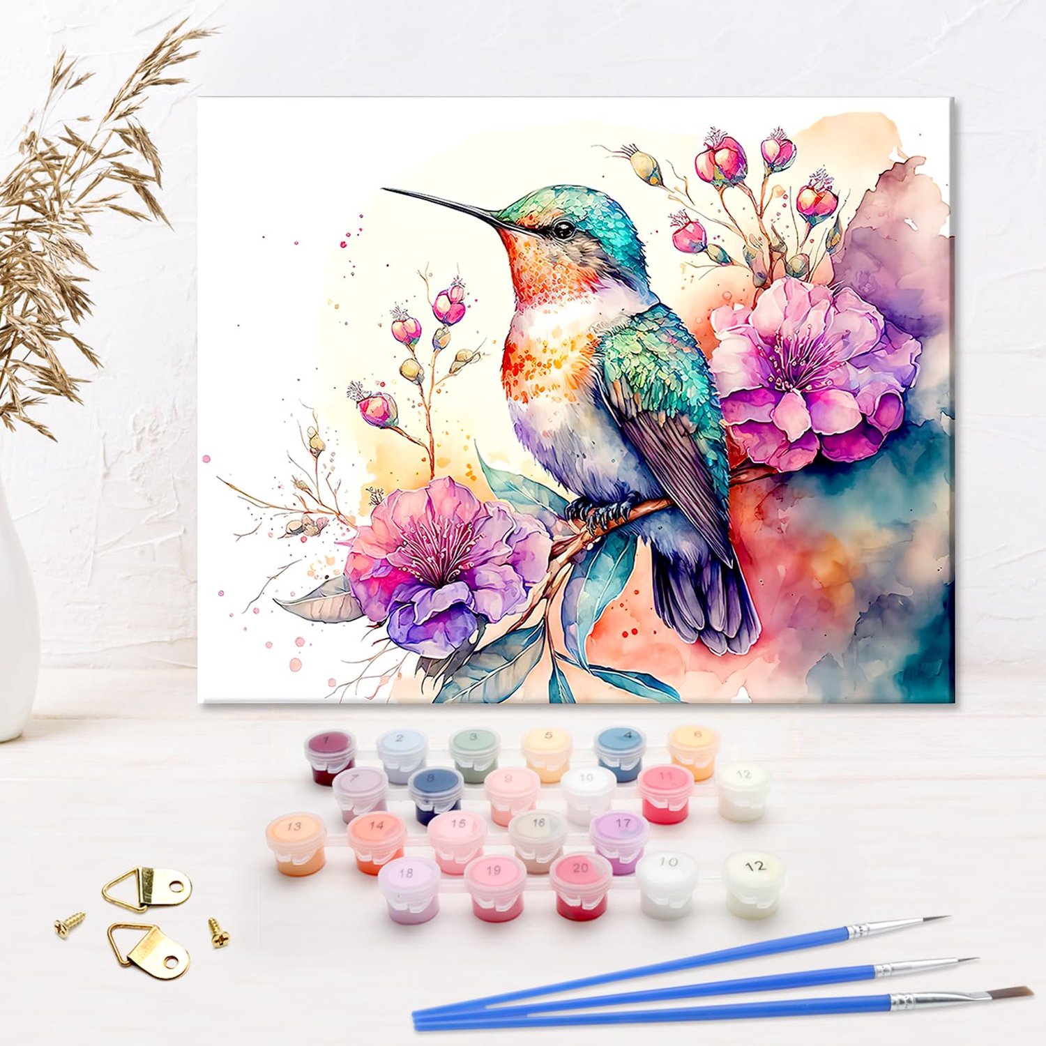 Schilderen op Nummer Kolibrie - DIY Schilderset voor Volwassenen - Milieuvriendelijke Acrylverf - Handgeschilderd - Knutselset 40 x 50 cm - Duidelijke Lijnen en Cijfers