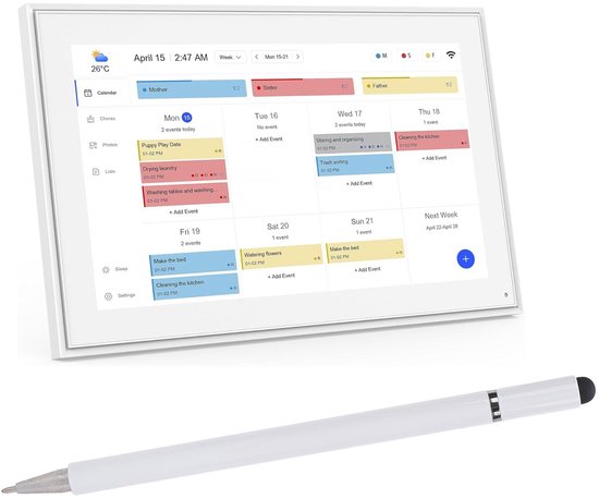 Stylus Pen 3-in-1 - Compatibel met Digitale Agenda - Capacitatieve Pen - Touchscreen Pen - Rubberpunt/Schijfpunt - Aluminium Behuizing — afbeelding 4