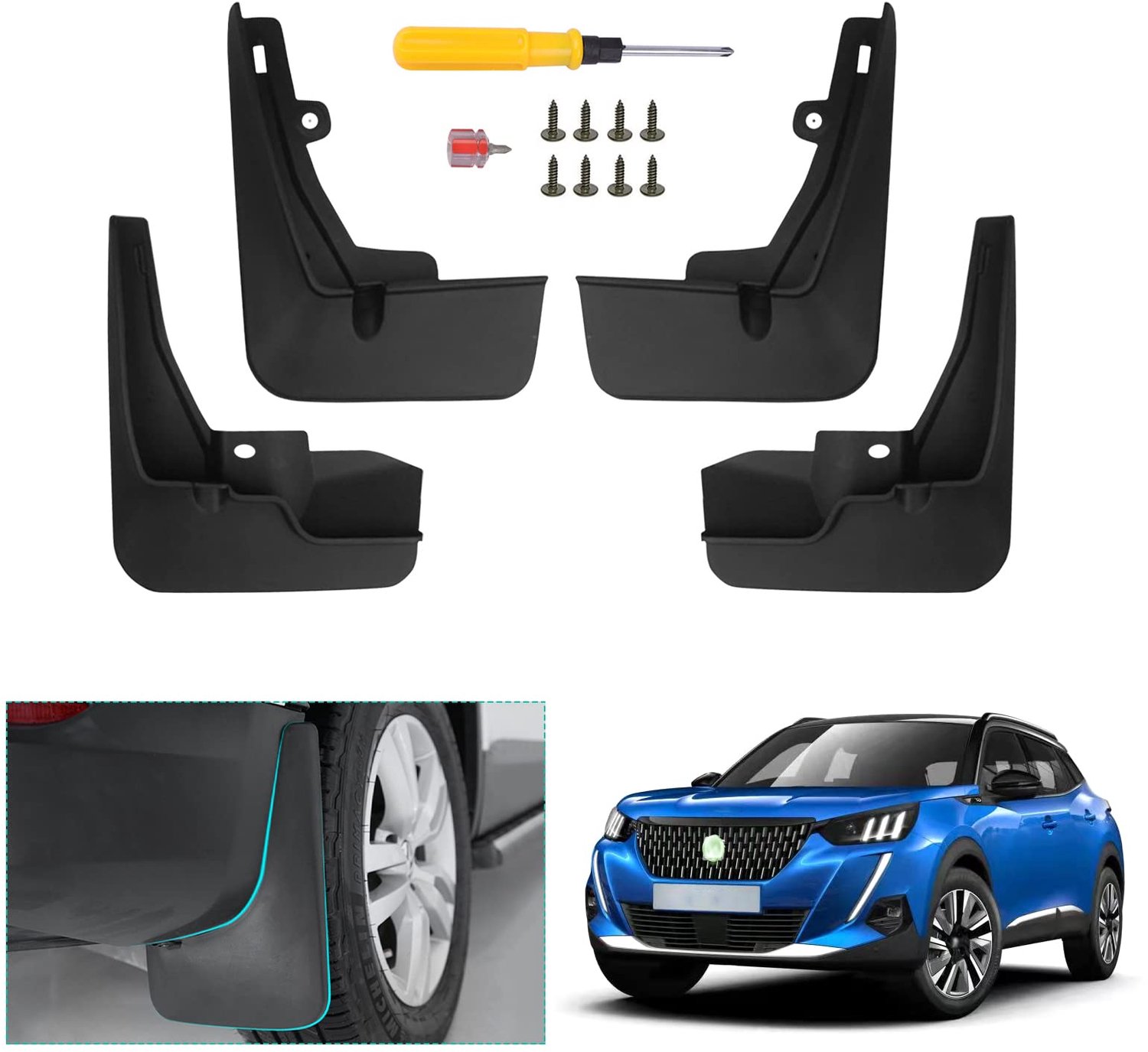 Mudflaps voor Peugeot 2008 en e-2008, Set van 4
