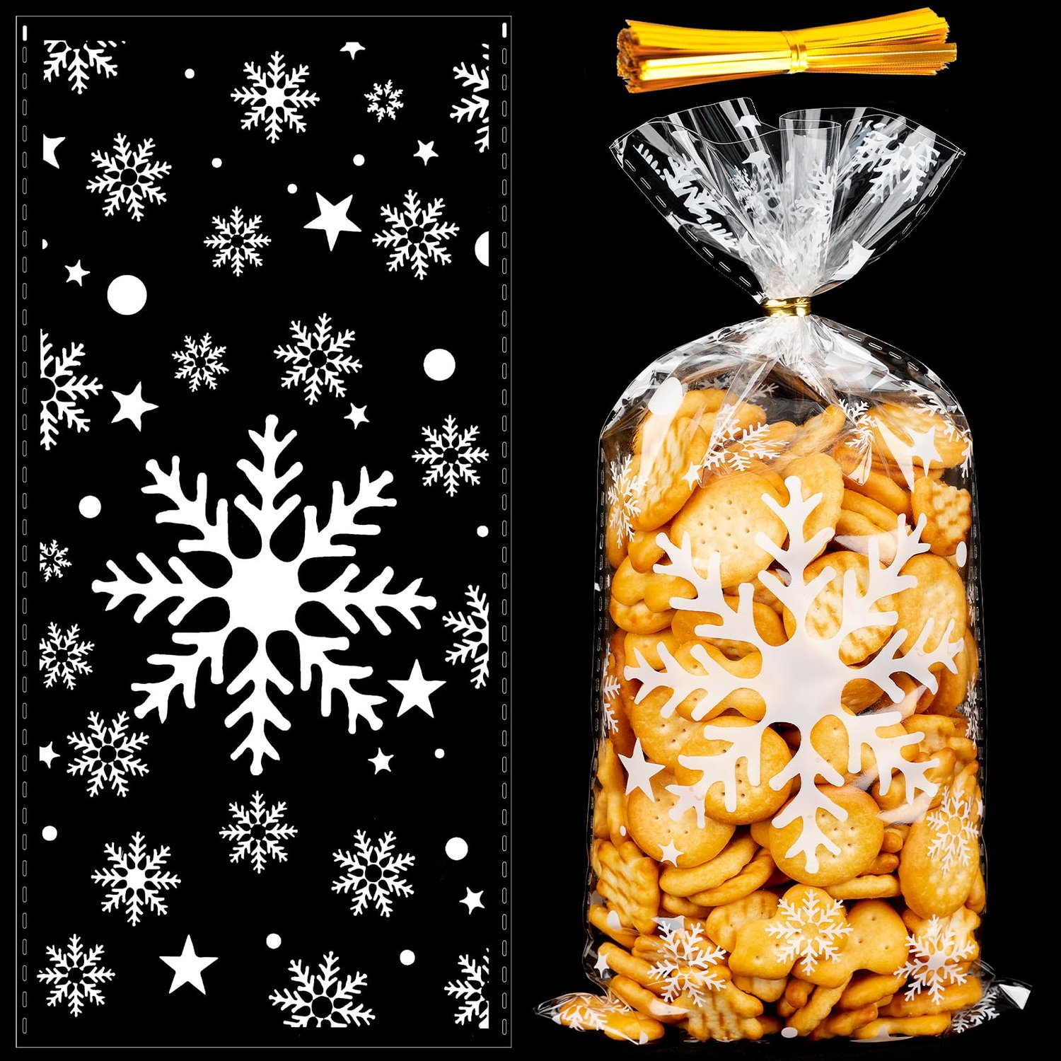 Set van 50 Kerst Cookie Zakjes met Sneeuwvlokken