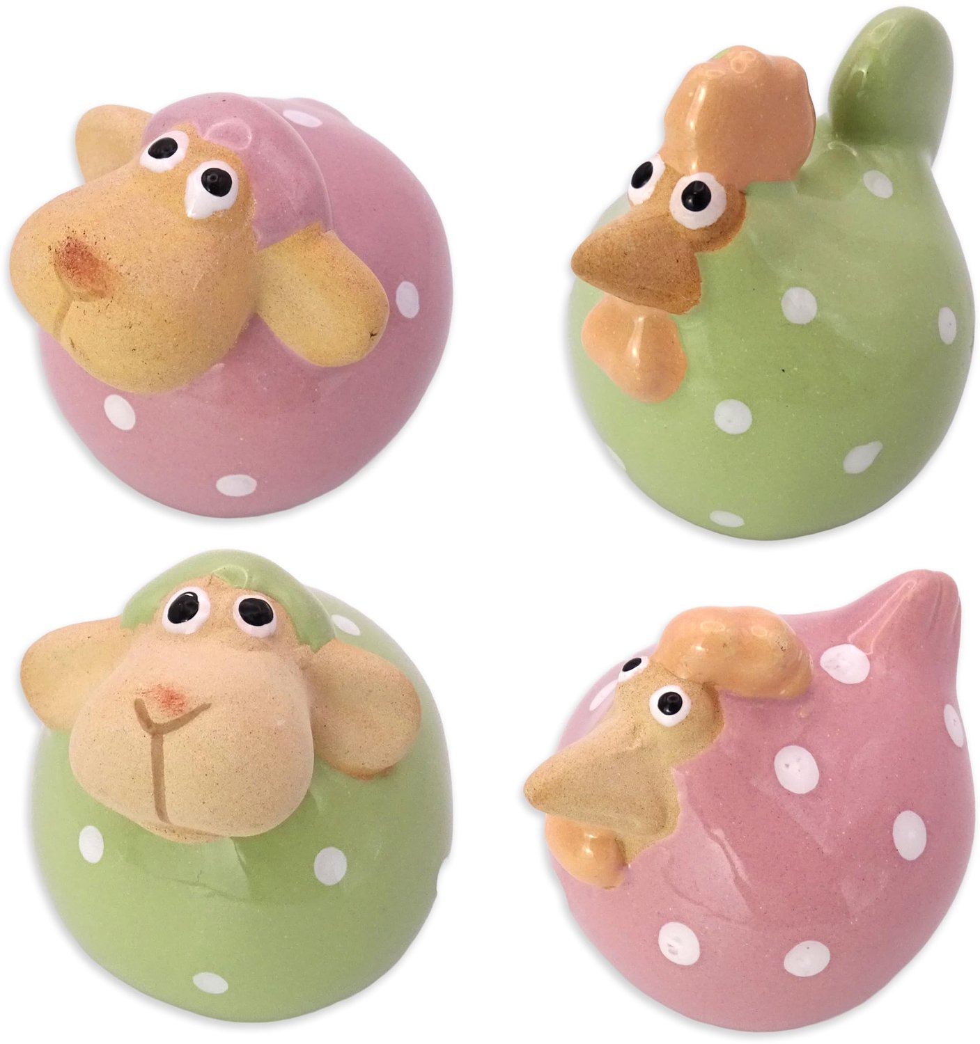 Set van 4 Keramische Dierenfiguren voor Lente Decoratie