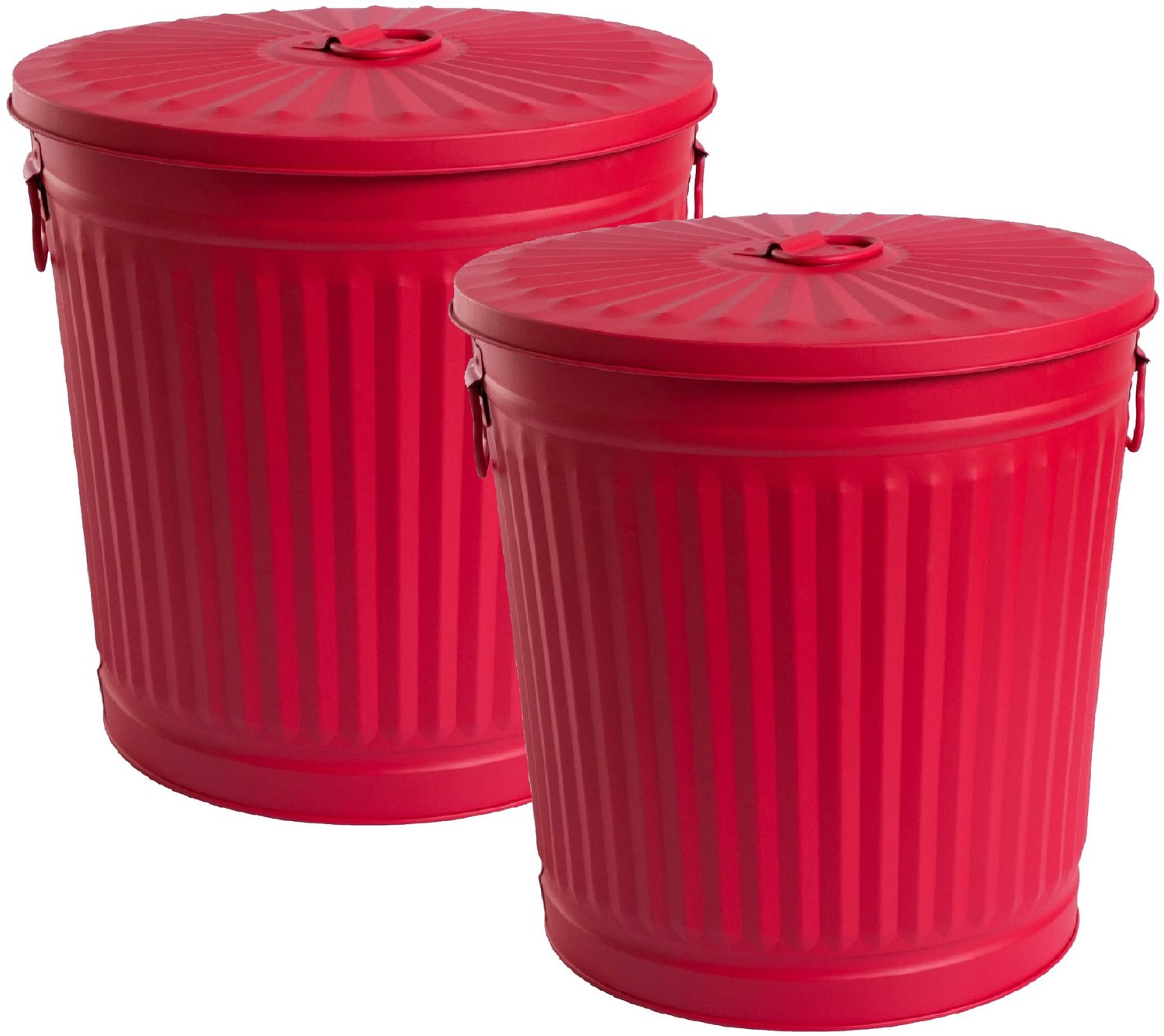 Retro Vuilnisemmers Set van 2 met Deksel, Rood