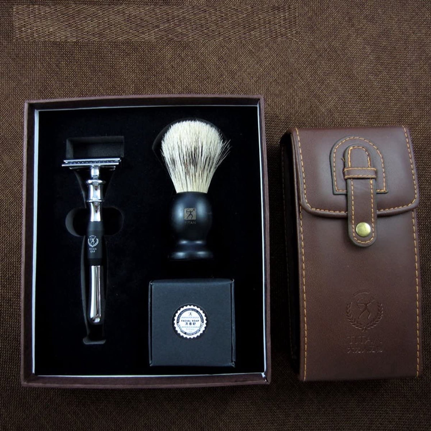 4-in-1 Scheerset - Luxe Safety Razor met Houder en Scheerkwast