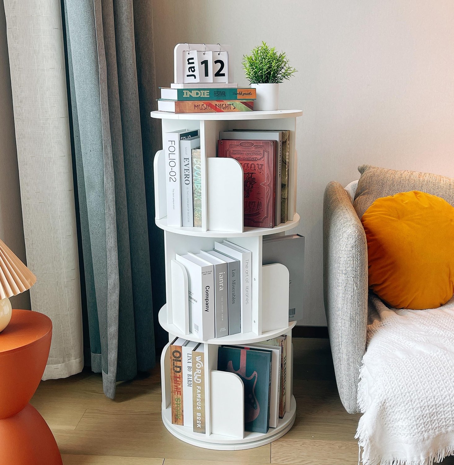 Rotating Boekenrek van Massief Hout voor Kids en Volwassenen