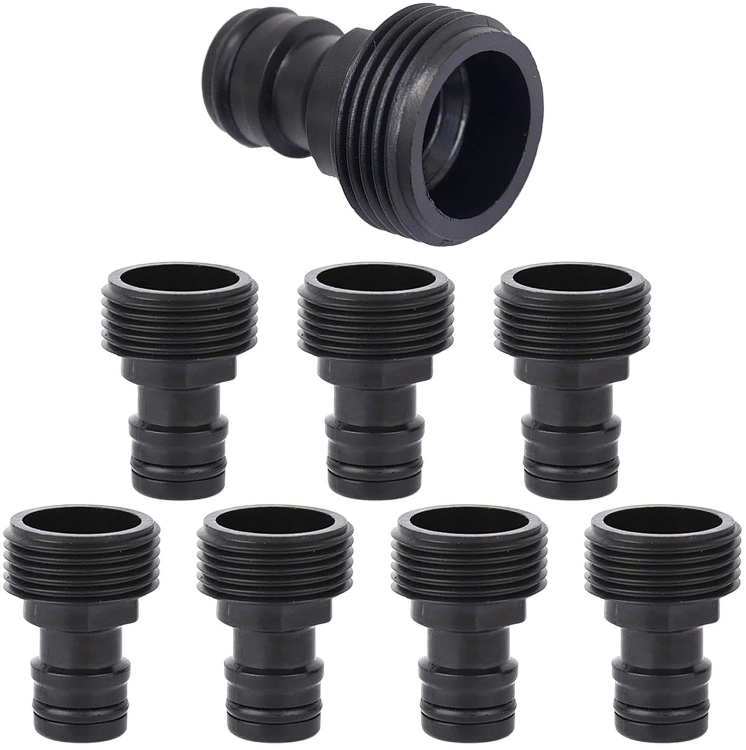 Kraanverbinder 3/4 inch buitendraad - 8 stuks - Snelkoppeling - Lekvrije slangaansluiting - Duurzaam ABS-materiaal - Irrigatiegereedschap