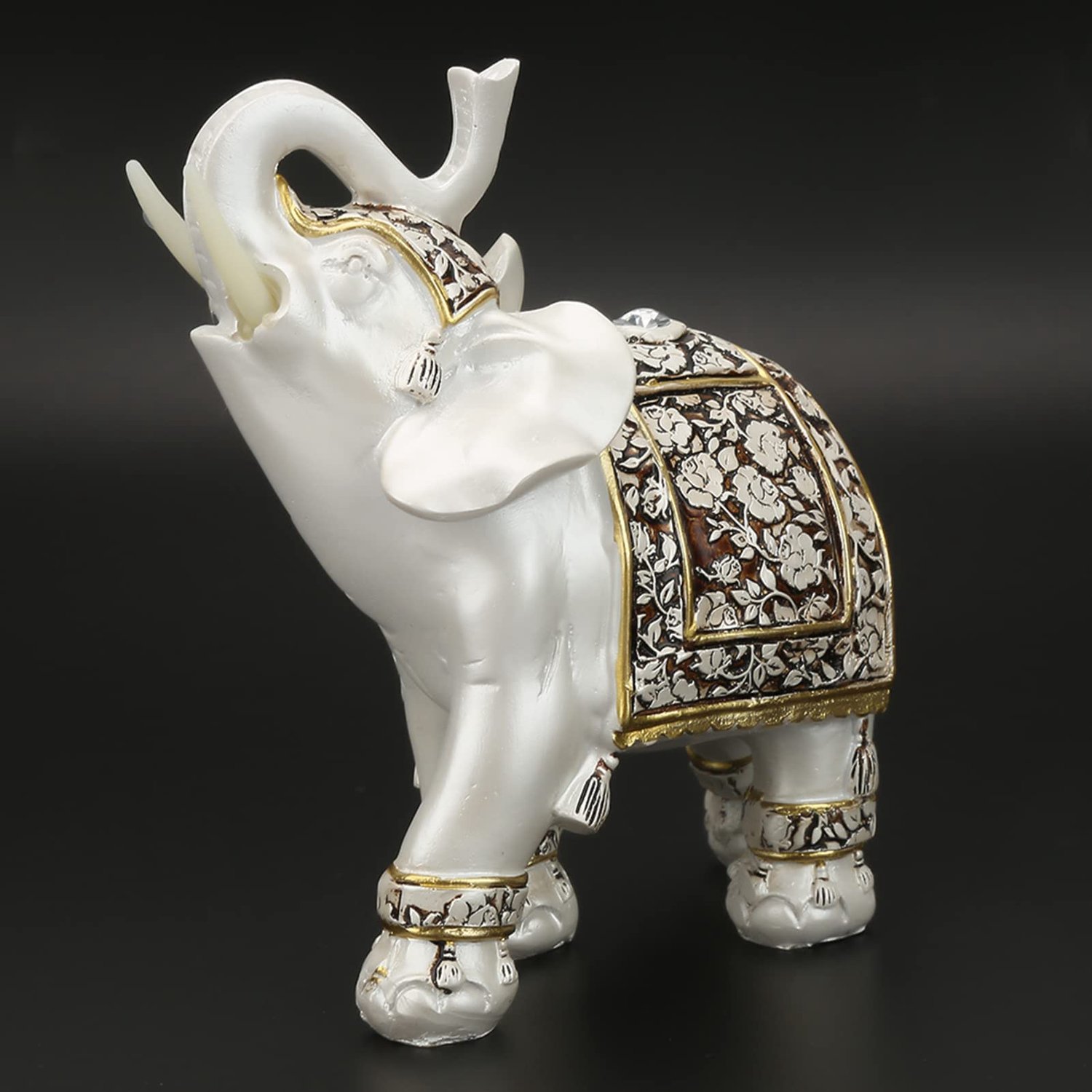 Olifant Decoratie Elegante Ornamenten - Beeldjes voor Binnen - Woondecoratie - Gelukssymbool - Porselein - Prachtig Vakmanschap - Beeldje