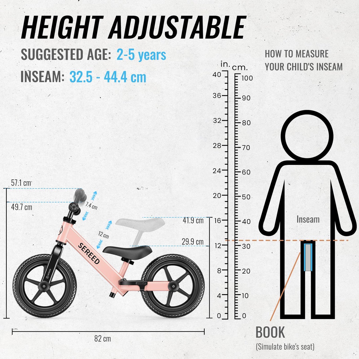 Kinder Balance Bike 12 Inch met Verstelbare Hoogte en Stickers