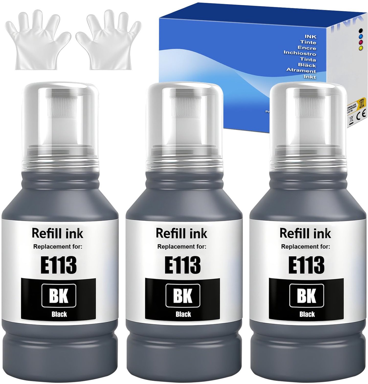 Inktflessen Multipack 113 Zwart - 3 Stuks