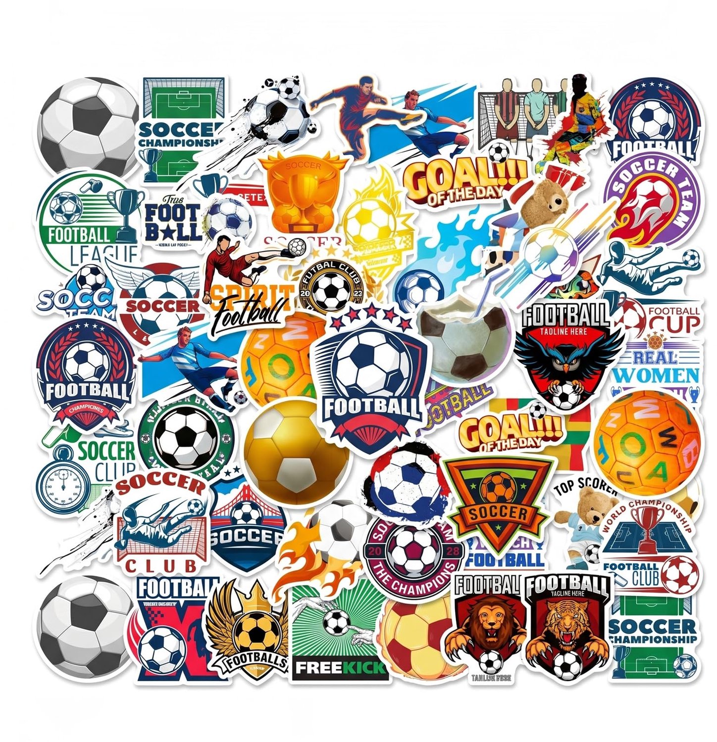 100 Stuks Voetbal Stickers - Waterdicht en Krasbestendig