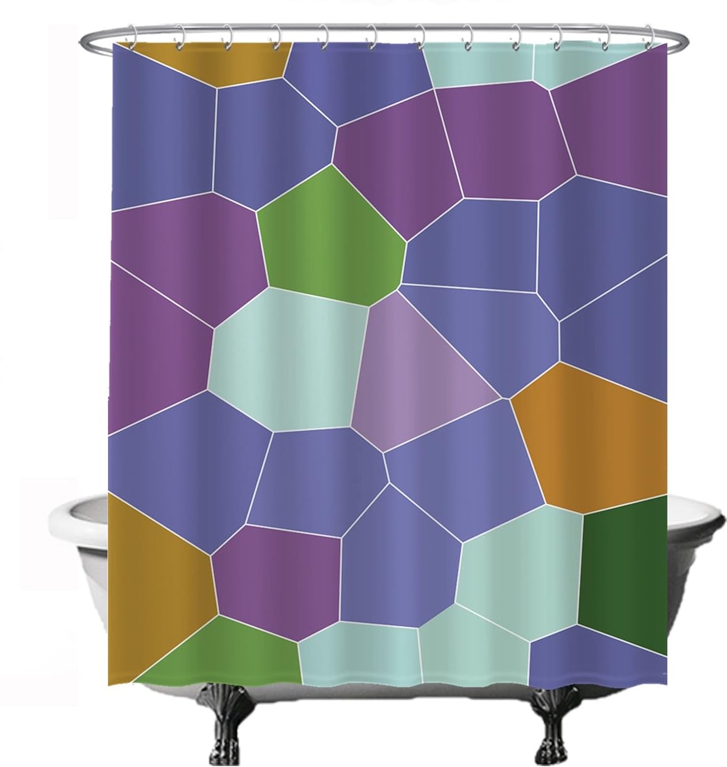 Pentagon Hexagonaal Aesthetic Douchegordijn - 180 x 200 cm, Wasbaar en Anti-Mould