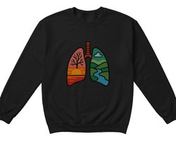 Milieu Bewust Sweater – Adem de Natuur In – Unisex Sweater voor Dames & Heren – Origineel Cadeau voor Natuurliefhebbers