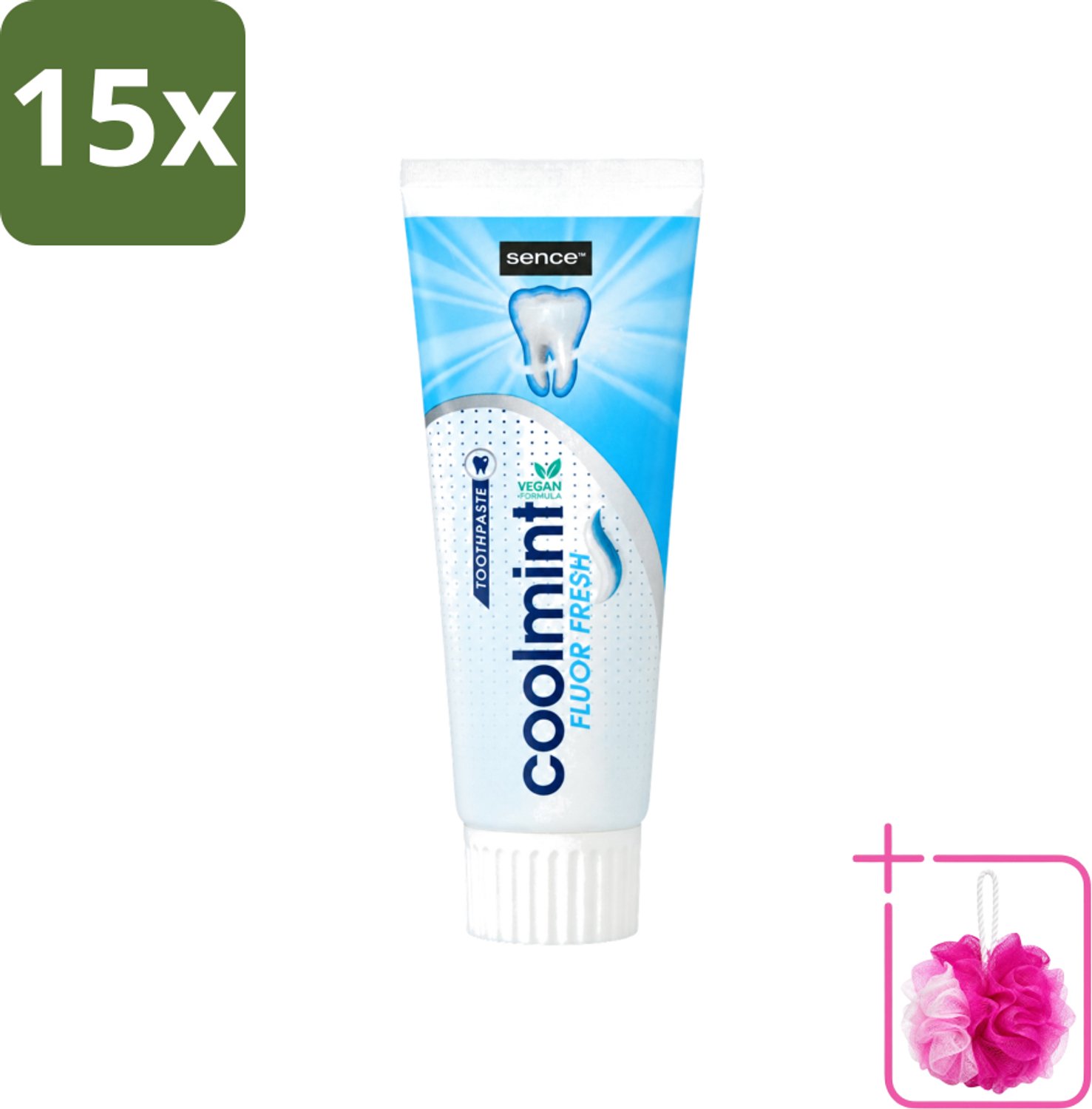 15 x Sence - Freshmint - Tandpasta - Met Fluor - 75 ml - Bulkverpakking - Tandpasta - Douchemop - Fluoride