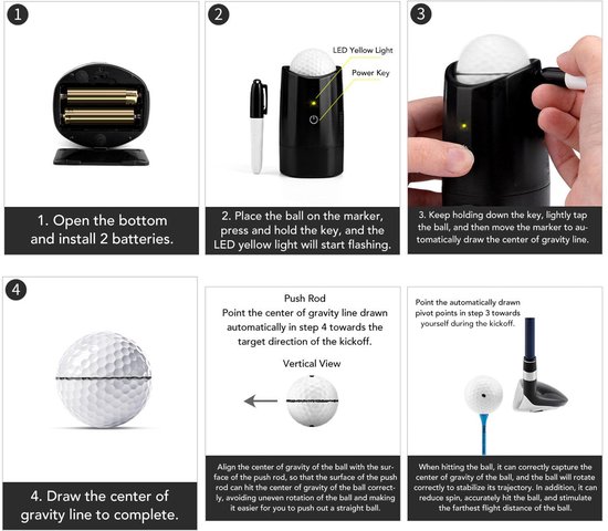 Golfbalmarker Automatische Zwaartekrachtmarkering - Elektronische Uitlijningsmarkeringstool - Compact en Draagbaar - Verbeterde Prestaties - Stevig PP-Materiaal - Golfaccessoire — afbeelding 4