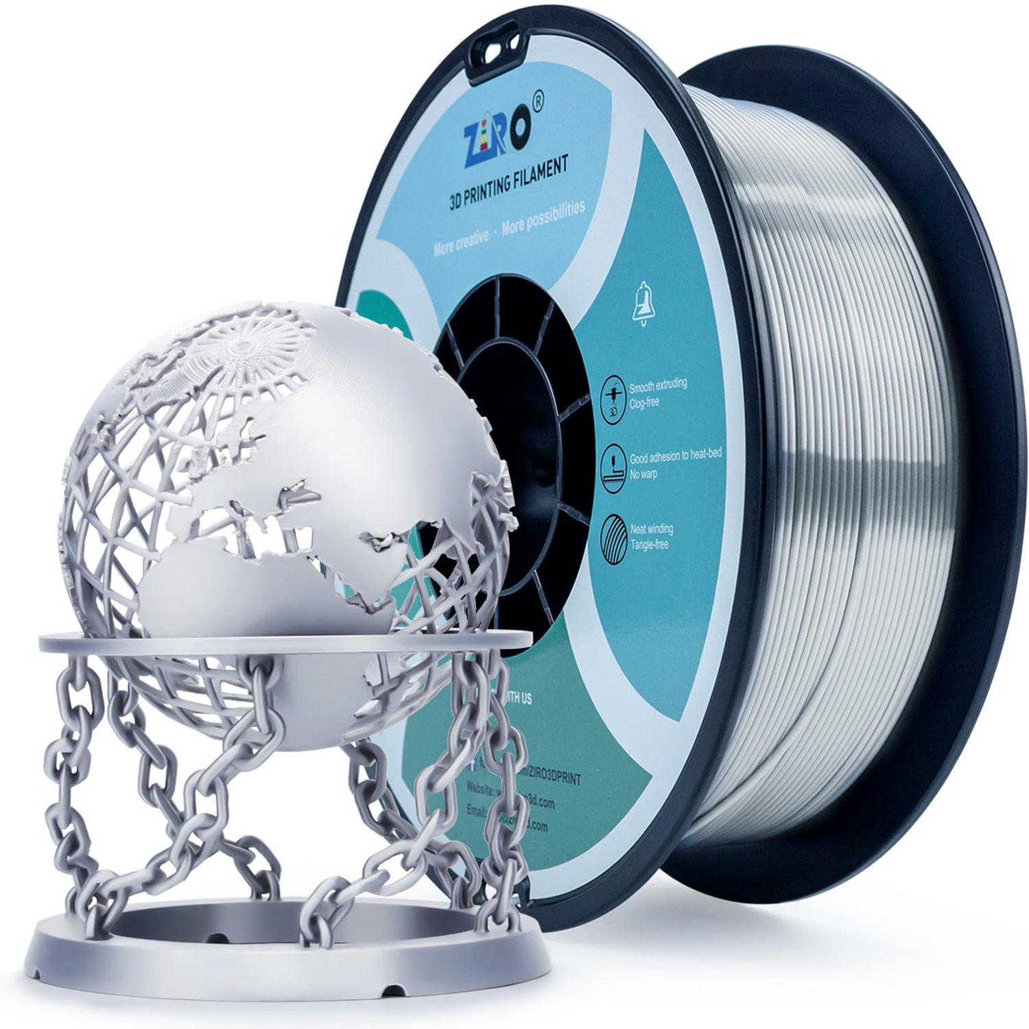 PLA Silk Filament 1.75mm - Zijdeachtig Zilver - 1kg