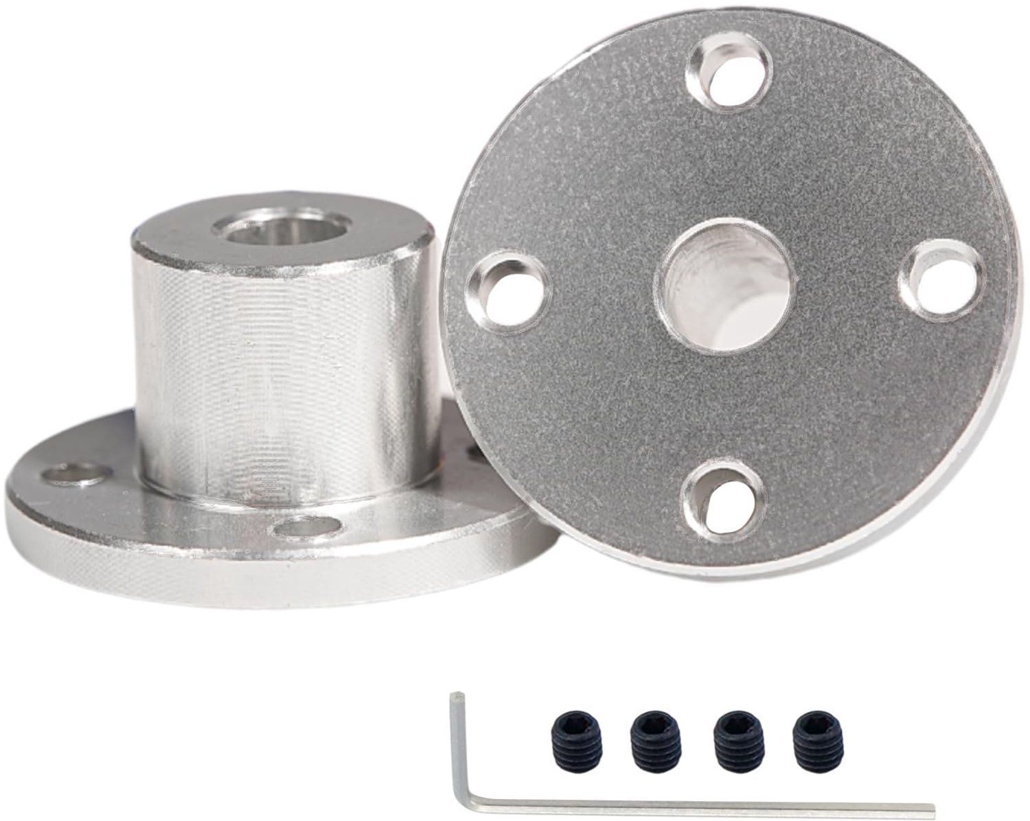 Flenskoppeling Aluminiumlegering - 2 Stuks - Binnendiameter 8 mm - Cilinderbuitendiameter 16 mm - Flensdiameter 32 mm - Totale Hoogte 13 mm - Askoppeling
